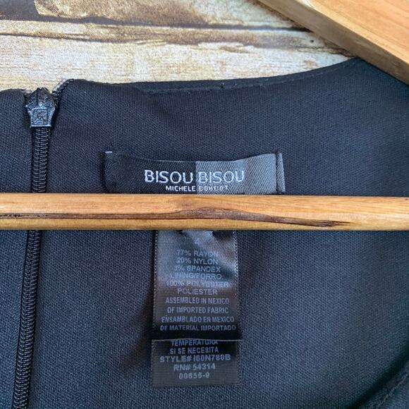 Bisou Bisou Cap Sleeve little solid black dress Coquette Preppy Goth Sz 4 Small - Picture 2 of 5